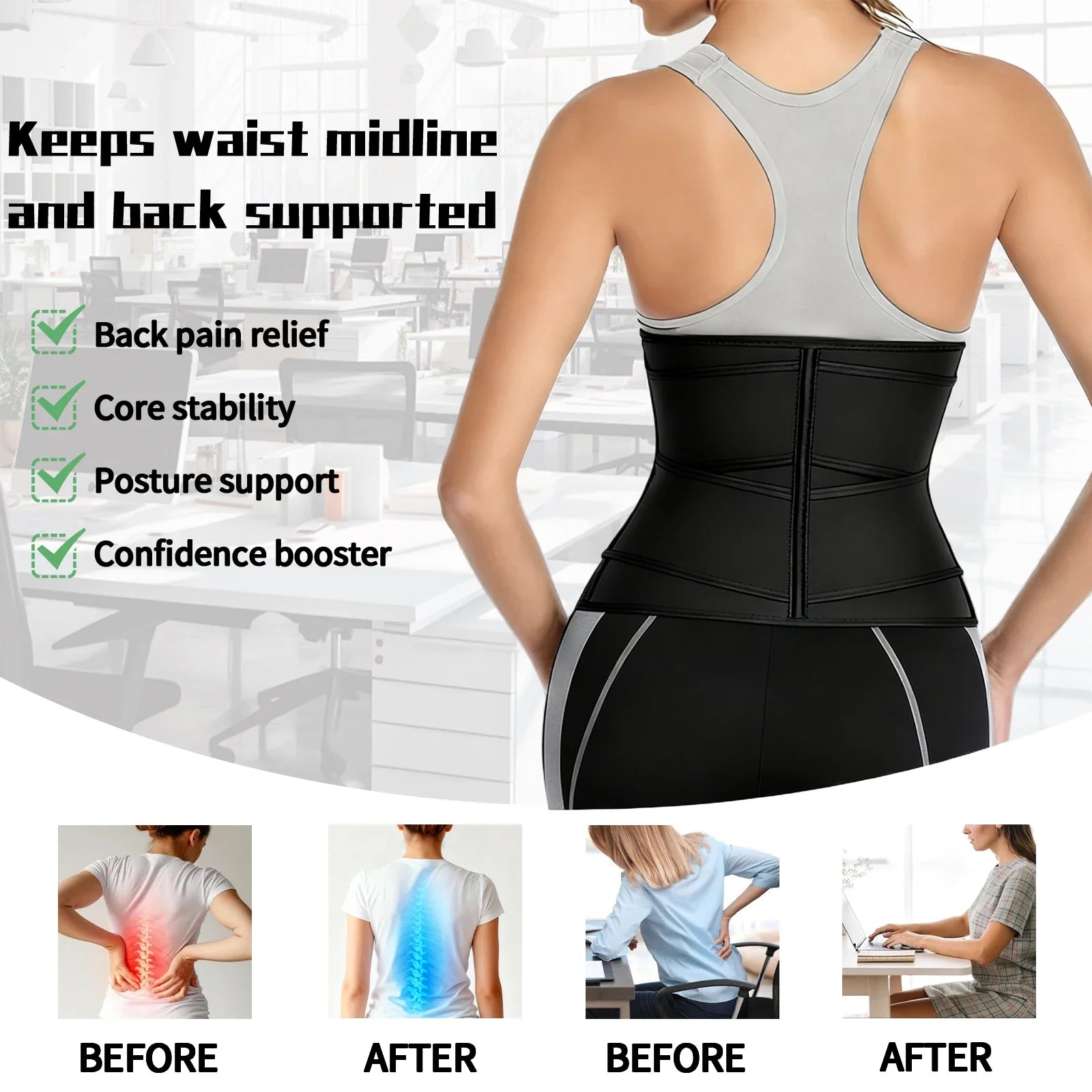 Hourglass Waist Trainer Belt with Firm Compression