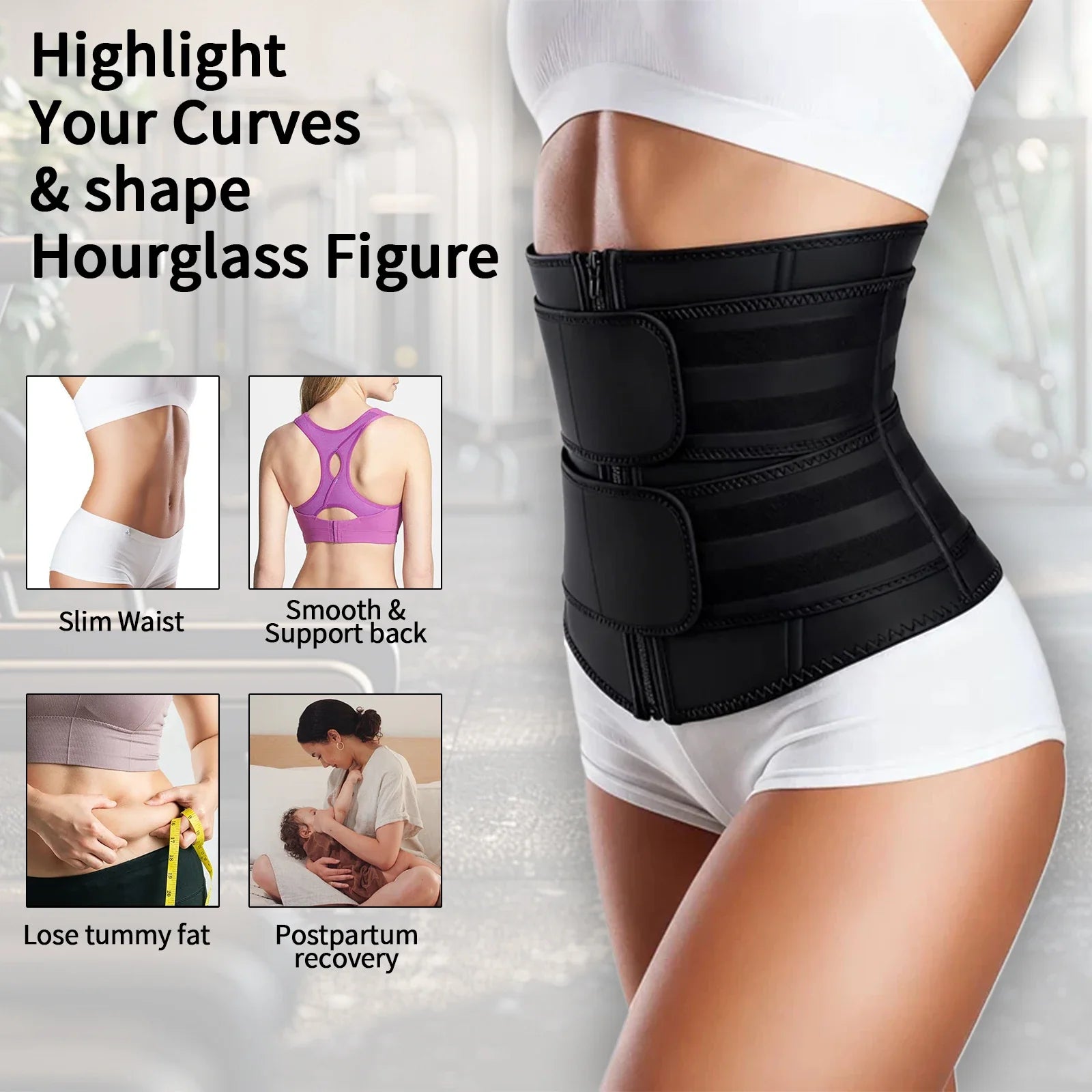Hourglass Waist Trainer Belt with Firm Compression
